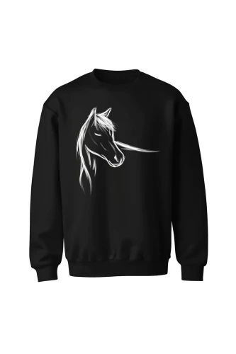 Bluza bez kaptura z ręcznie malowanym koniem 