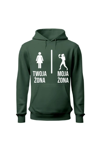 Bluza męska z kapturem Twoja żona vs Moja żona boks