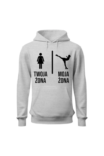 Bluza męska z kapturem Twoja żona vs Moja żona łyżwy
