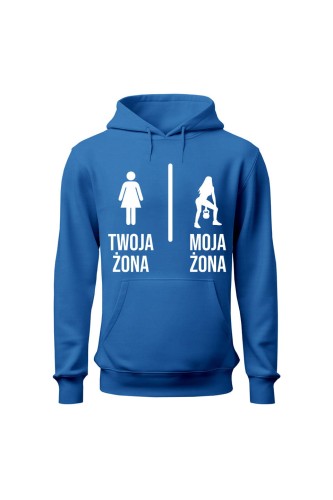 Bluza męska z kapturem Twoja żona vs Moja żona kettlebells