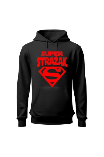 Bluza męska z kapturem Super strażak czerwony