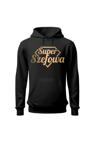 Bluza damska z kapturem Super Szefowa złoty nadruk
