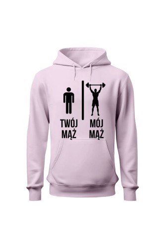Bluza damska z kapturem Twój mąż vs Mój mąż siłownia