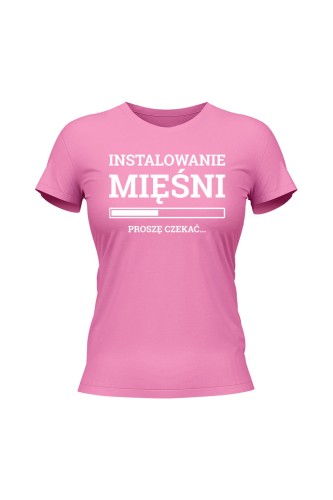 Koszulka damska Instalowanie mięśni Proszę czekać