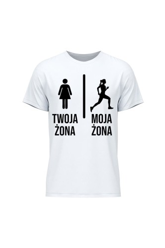 Koszulka męska Twoja żona vs Moja żona Bieganie