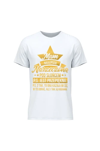 Koszulka męska Mam najlepszą Narzeczoną pod słońcem złoty