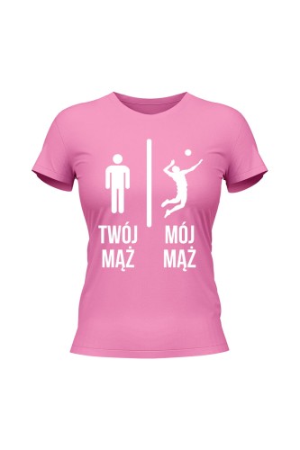 Koszulka damska Twój mąż vs Mój mąż siatkówka