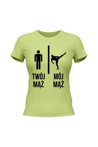 Koszulka damska Twój mąż vs Mój mąż karate