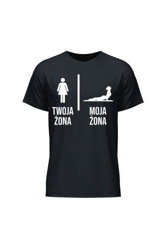 Koszulka męska Twoja żona vs Moja żona joga