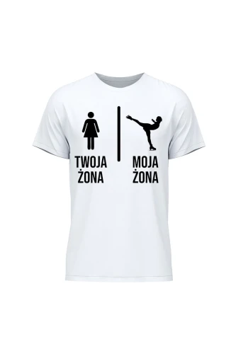 Koszulka męska Twoja żona vs Moja żona łyżwy