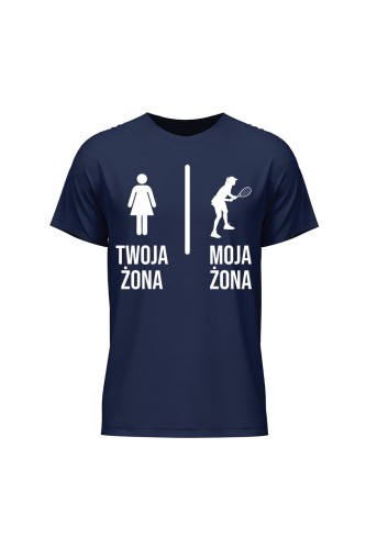 Koszulka męska Twoja żona vs Moja żona tenis