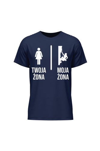 Koszulka męska Twoja żona vs Moja żona wspinaczka