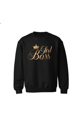 Bluza dziecięca bez kaptura Girl Boss złoty nadruk