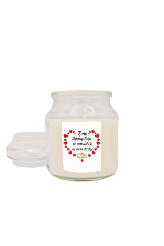 Świeca zapachowa z wieczkiem Żono dziękuję Bogu że postawił Cię na mojej drodze serce