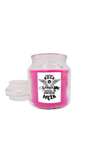 Świeca zapachowa z wieczkiem Prosiłam Boga o anioła i zesłał mi mojego męża