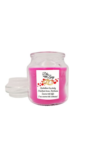 Świeca zapachowa z wieczkiem Dla mojej żony Kochałem Cię wtedy i kocham Cię teraz obrączki