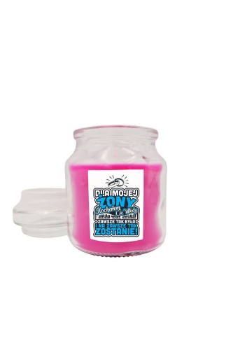 Świeca zapachowa z wieczkiem Dla mojej żony Kochałem Cię wtedy i kocham Cię teraz niebieski nadruk