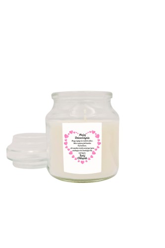 Świeca zapachowa z wieczkiem Mojej dziewczynie mogę nigdy nie znaleźć słów różowe serce