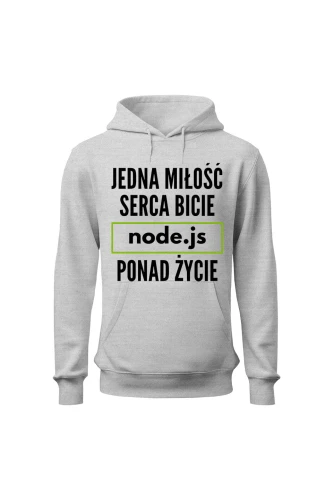 Bluza męska z kapturem Jedna miłość serca bicie node.js ponad życie