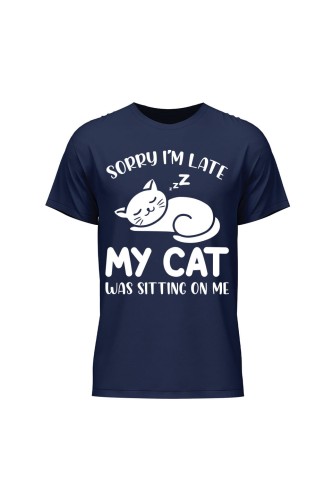 Koszulka męska Sorry I'm late my cat was sitting on me