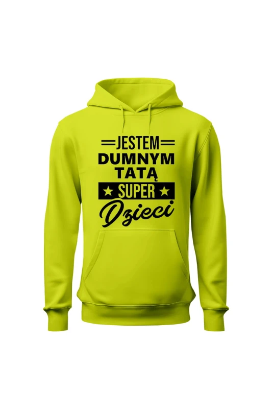 Bluza męska z kapturem Dumny Tata Super Dzieci - limonka