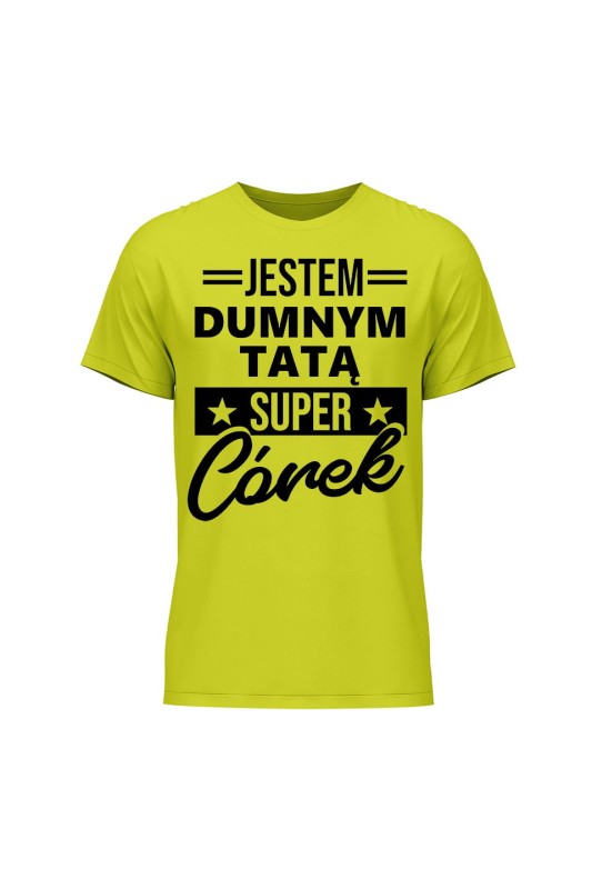 Koszulka męska Dumny Tata Super Córek - limonka