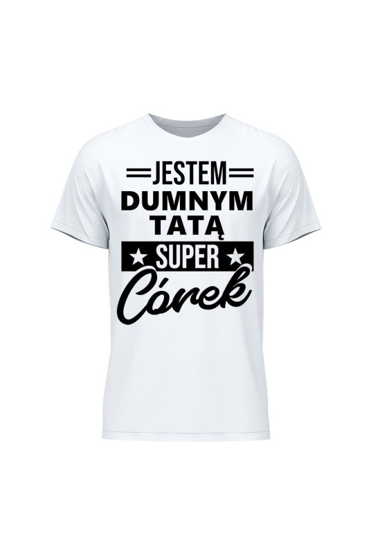 Koszulka męska Dumny Tata Super Córek - biała