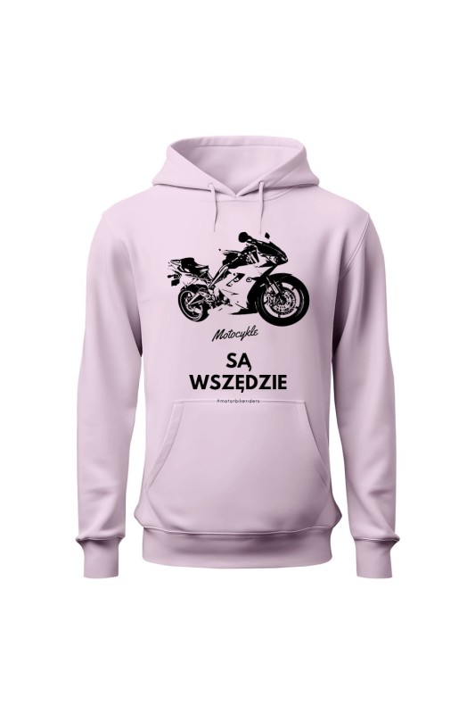 Bluza damska z kapturem Motocykle są wszędzie - różowa