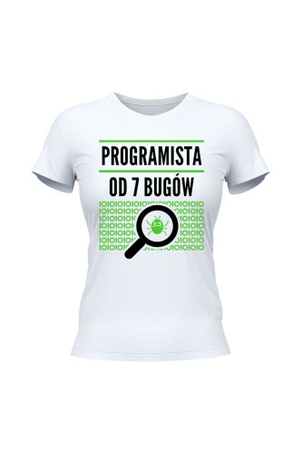 Koszulka damska Programista od siedmiu bugów - biała
