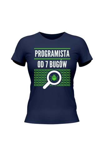 Koszulka damska Programista od siedmiu bugów - granatowa