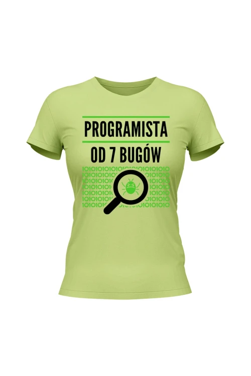 Koszulka damska Programista od siedmiu bugów - limonka