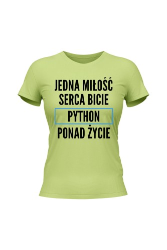 Koszulka damska Jedna miłość serca bicie Python ponad życie - limonka
