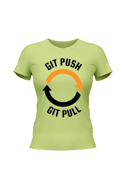 Koszulka damska Git push git pull - limonka