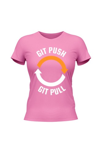 Koszulka damska Git push git pull - różowa