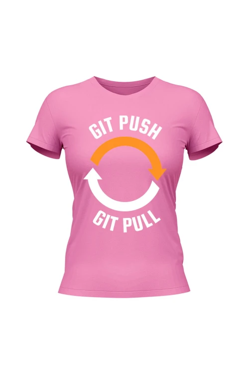 Koszulka damska Git push git pull - różowa