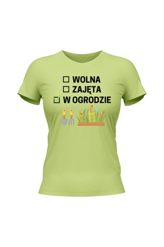 Koszulka damska Wolna zajęta w ogrodzie - limonka