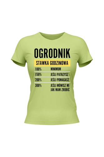Koszulka damska Ogrodnik stawka godzinowa - limonka