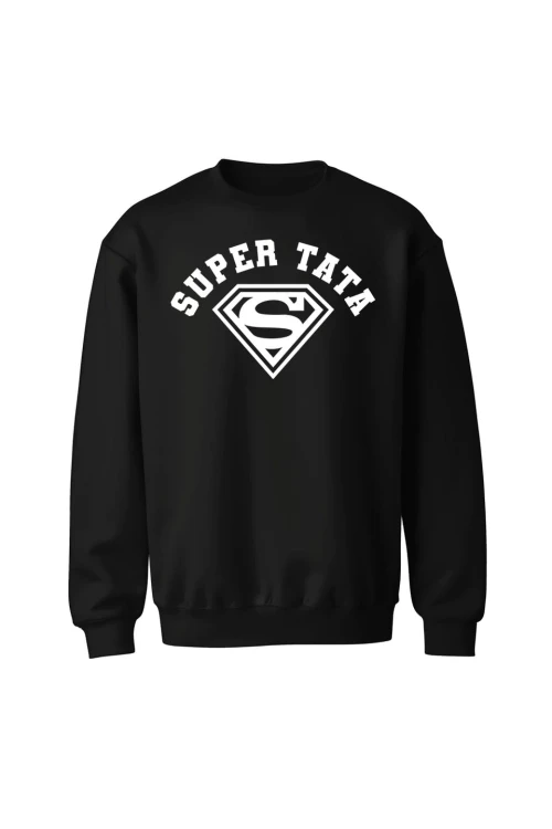 Bluza męska bez kaptura Super Tata Super Man - czarna