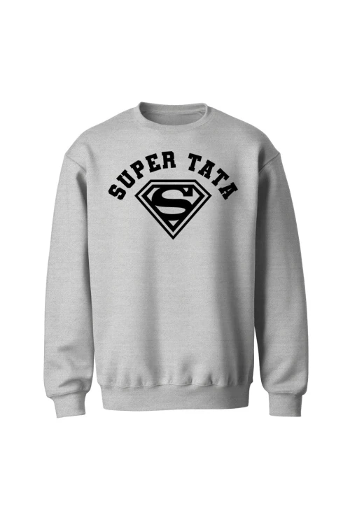 Bluza męska bez kaptura Super Tata Super Man - szara