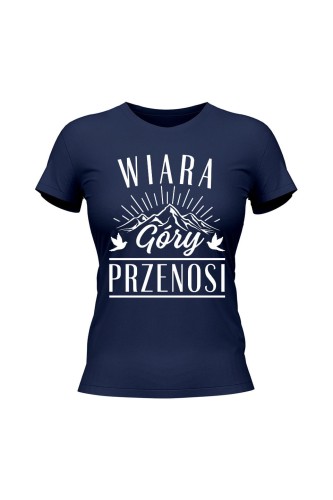 Koszulka damska Wiara góry przenosi - granatowa