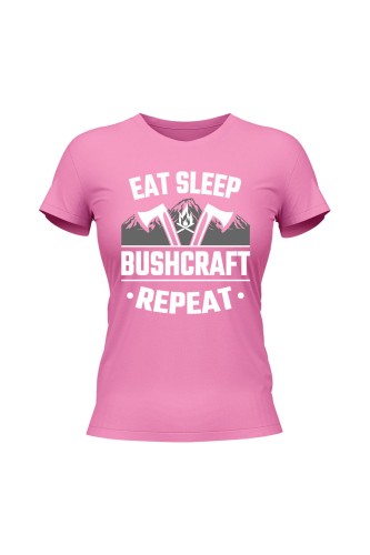 Koszulka damska East sleep bushcraft repeat - różowa