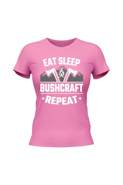 Koszulka damska East sleep bushcraft repeat - różowa
