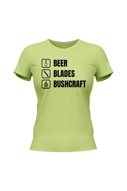 Koszulka damska Beer blades and bushcraft - limonka