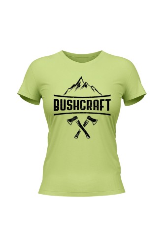 Koszulka damska Bushcraft napis - limonka