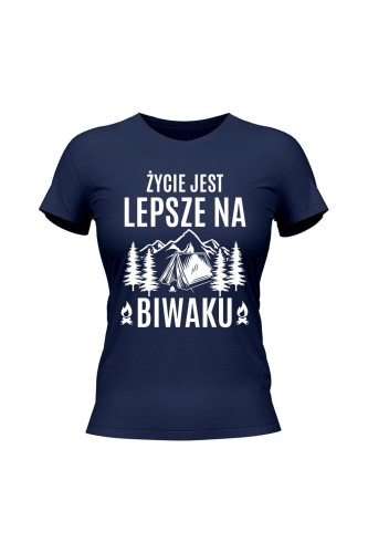 Koszulka damska Życie jest lepsze na biwaku - granatowa