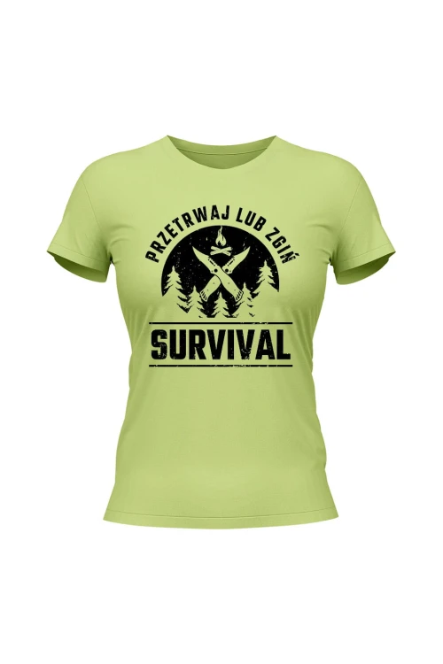 Koszulka damska Survival Przetrwaj lub zgiń - limonka