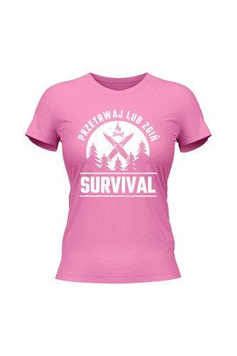 Koszulka damska Survival Przetrwaj lub zgiń - różowa