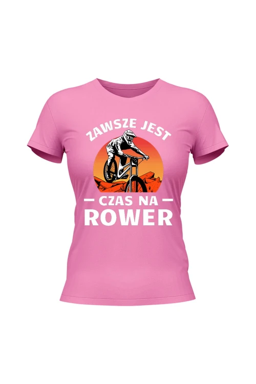 Koszulka damska Zawsze jest czas na rower Downhill MTB - różowa