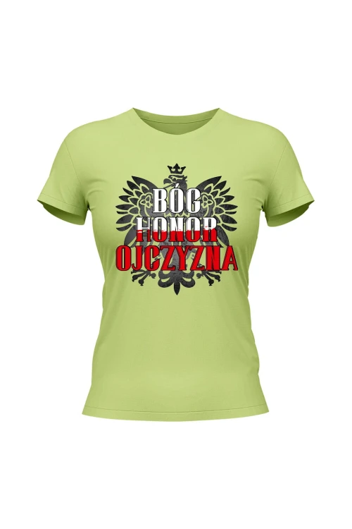 Koszulka damska Bóg Honor Ojczyzna - limonka