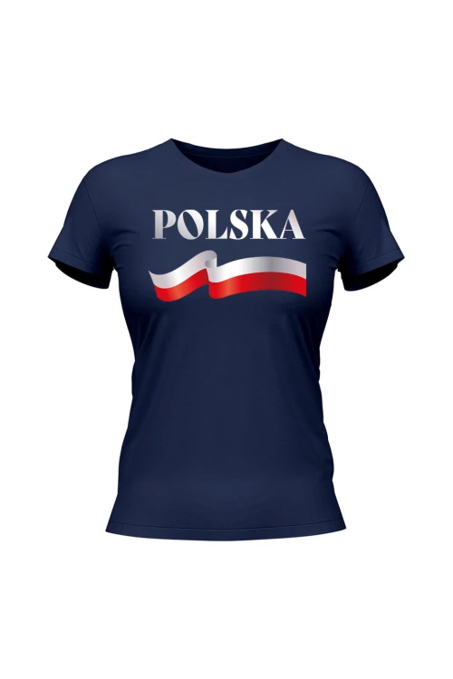 Koszulka damska POLSKA - granatowa
